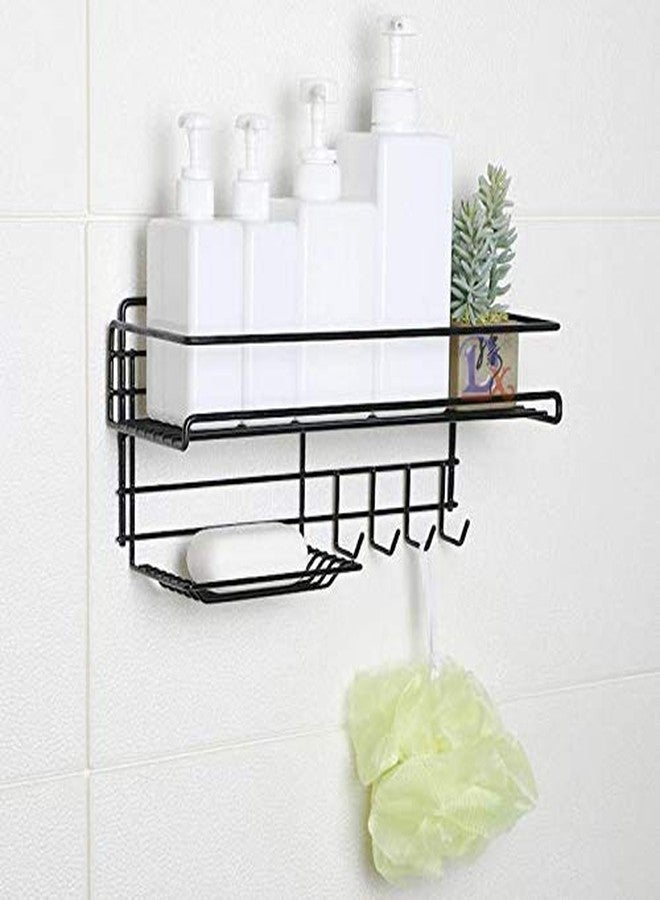 DENSITY COLLECTION Self-Adhesive Shower Shelf Soap with Hooks - Rustproof Bathroom Shower Caddy Storage Organizer - Stainless Steel Shower Rack Basket for Shampoo Soap Razor (Black) - Image 5